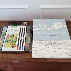 GREAT GIFT! ART FOR MINDFULNESS LANDSCAPES/SIGNATURE COLORING PENCILS (NWOT)